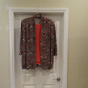 Vikki Vi 3/4 sleeve kimono jacket with pink shell